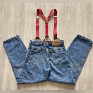 Vintage 80s Levis Orange Tab 512 40352-0214 Youth Sz 12  W/ Original Suspenders